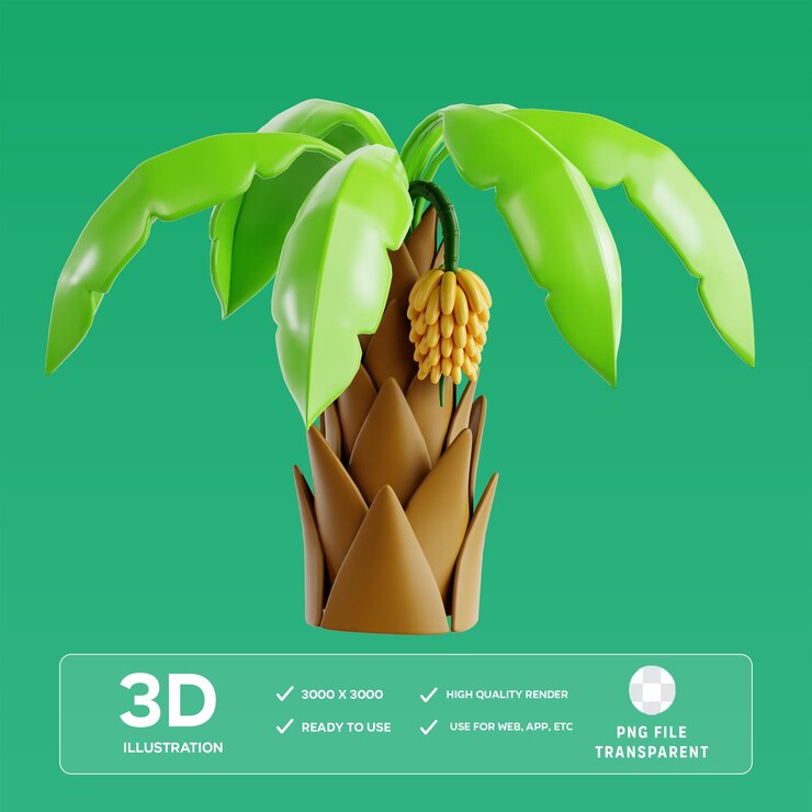 PSD psd banana tree 3d illustration