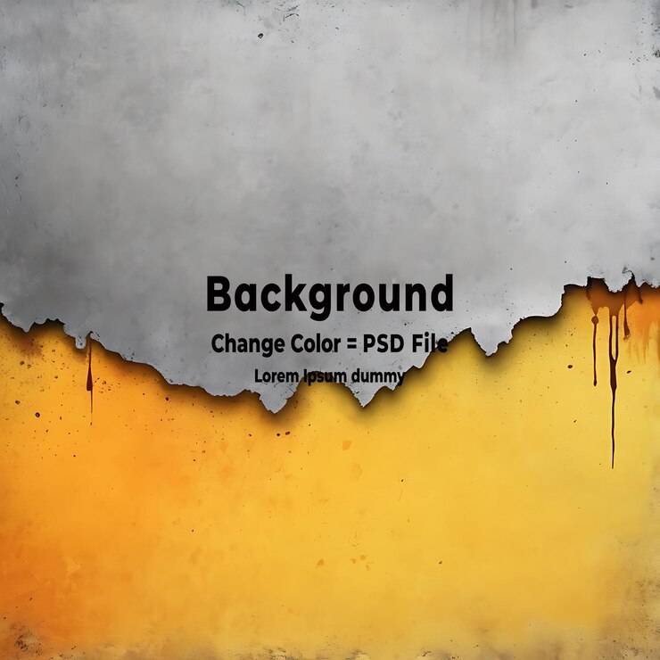 PSD psd bandeira de parede horizontal de textura grunge amarela e laranja de cimento ou concreto com fundo em branco
