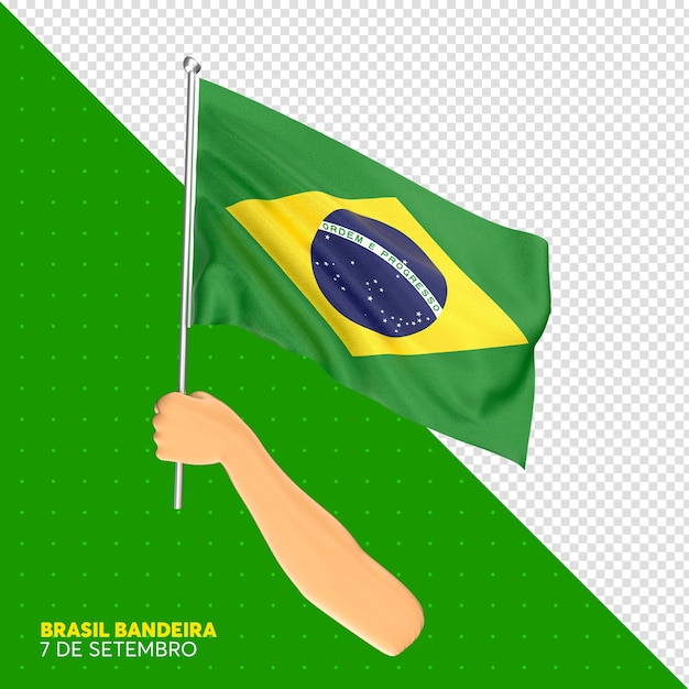 Psd bandeira do brasil em renderização 3d realista