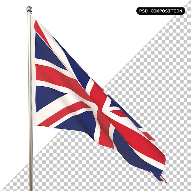 PSD psd bandeira país da grã-bretanha isolado 3d ilustração de renderização