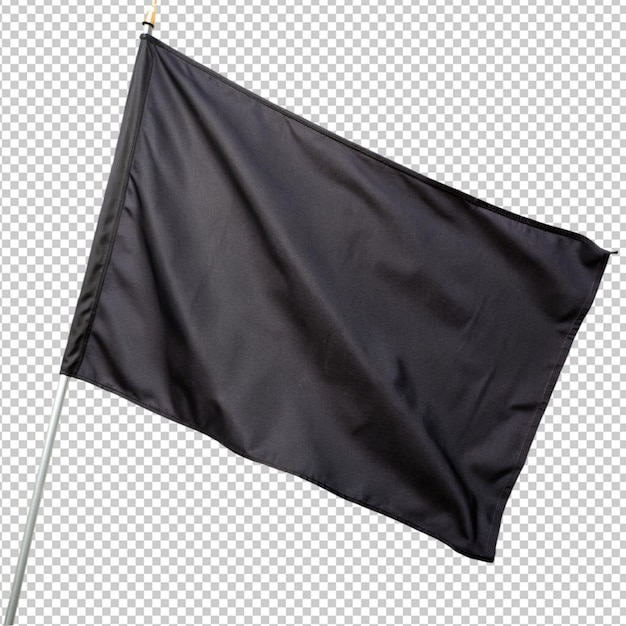 Psd de una bandera negra sobre un fondo transparente