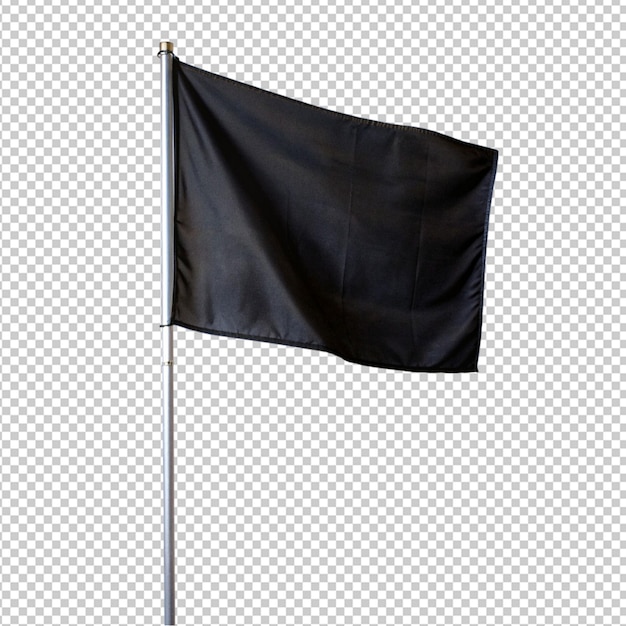 Psd de una bandera negra sobre un fondo transparente
