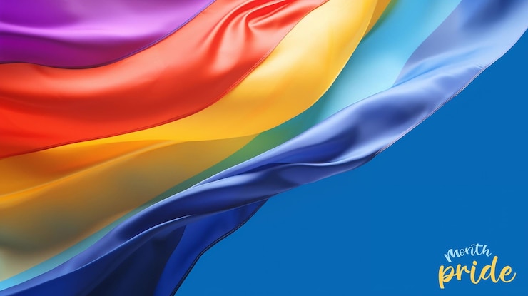 PSD psd bandera del orgullo sobre un fondo azul bandera del orgullo ondeando sobre un fondo azul bandera lgbtq bandera gay