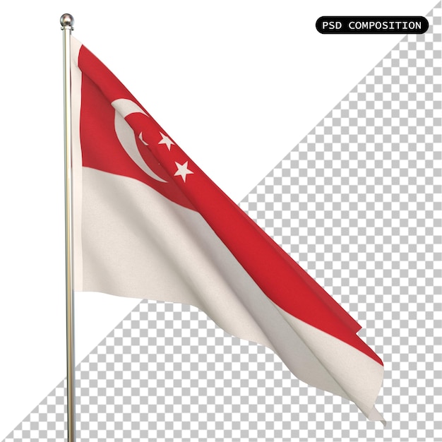 PSD psd bandera del país de singapur aislado ilustración de renderización en 3d