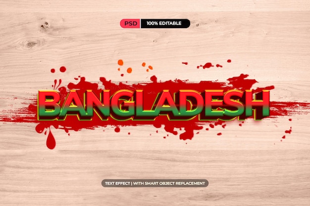 PSD psd bangladesh 3d effet de texte modifiable
