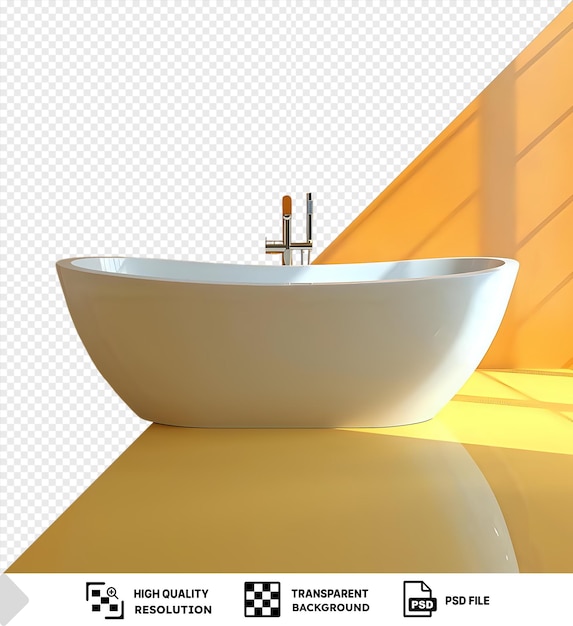 PSD psd banheira de fundo transparente em uma sala amarela png