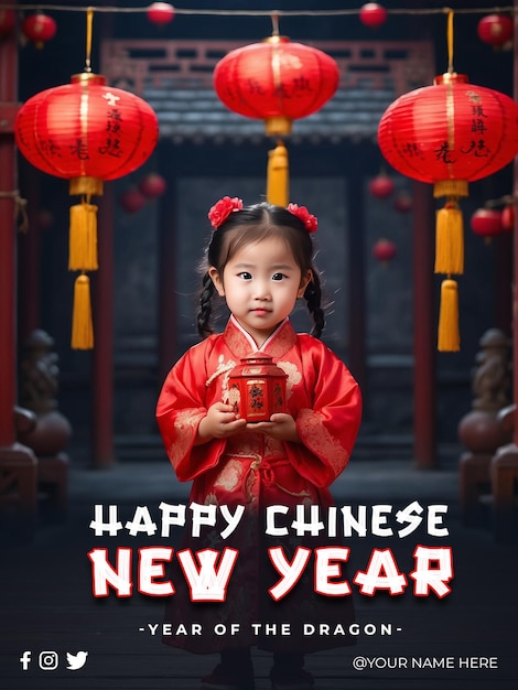 Psd banner de mídia social de ano novo chinês e modelo de postagem no instagram