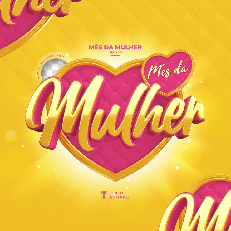 PSD psd banner mujer mes día semana en portugués 3d render