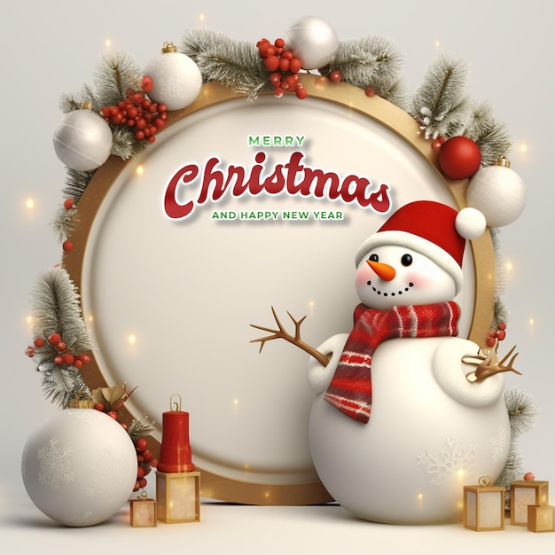 PSD-Bannervorlage für frohe Weihnachten und ein glückliches neues Jahr mit weißem Hintergrund