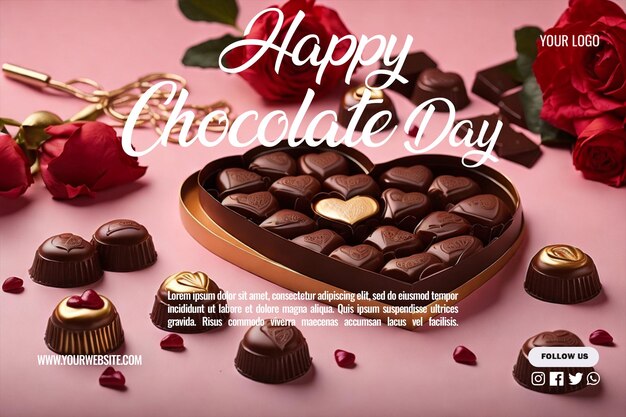 PSD psd-bannervorlage „happy chocolate day“ zur feier des festivals
