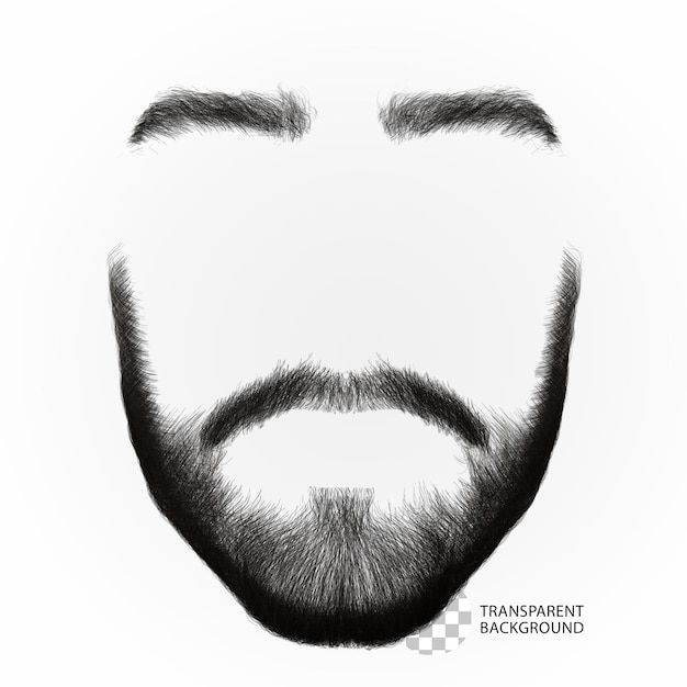 Psd barba bigode isolado renderização 3d