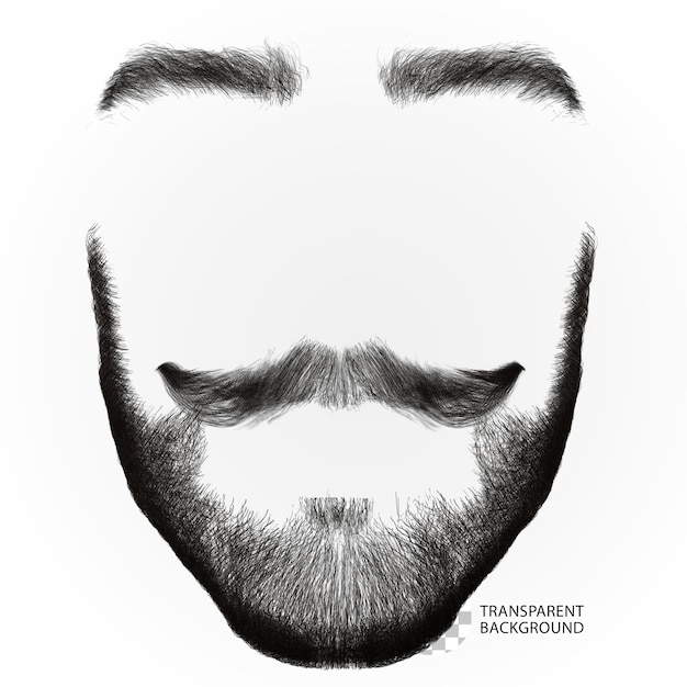 Psd barba bigode isolado renderização 3d