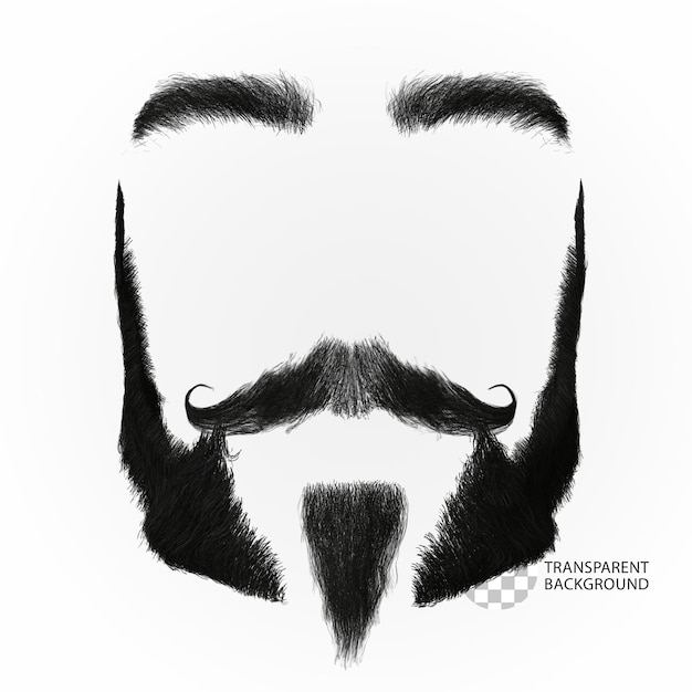 Psd barba bigode isolado renderização 3d