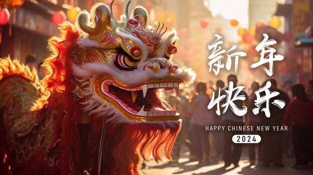 PSD psd bearbeitbar glückliches chinesisches neujahr poster vorlage 2024 das drachen-zodiac-zeichen