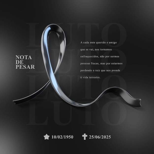 PSD bearbeitbares elegantes In Memoriam Poster mit einem 3D-Band
