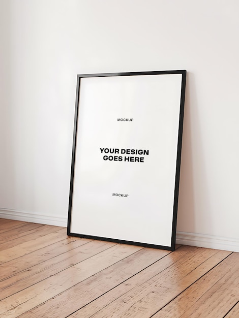 PSD-bearbeitbares Mockup von schwarz gerahmten leeren weißen Rahmen in minimalistischer Einstellung