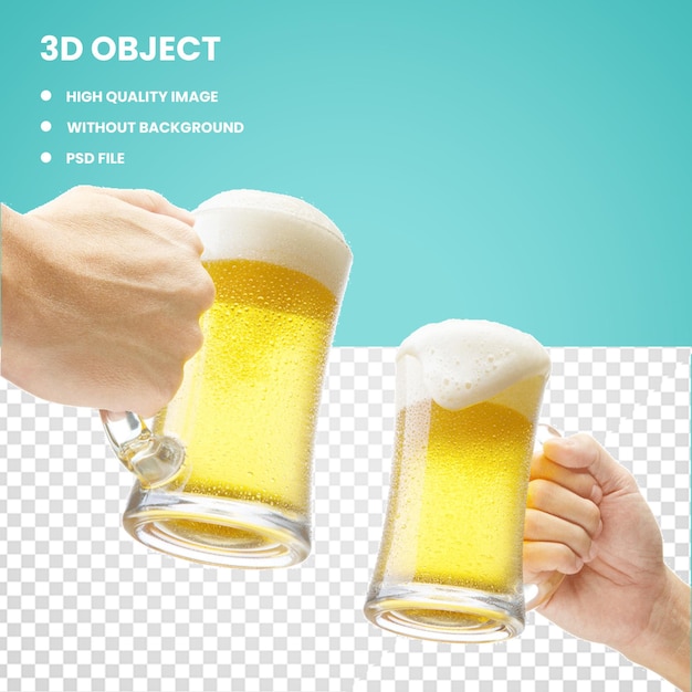 Psd beer cheers png fundo transparente