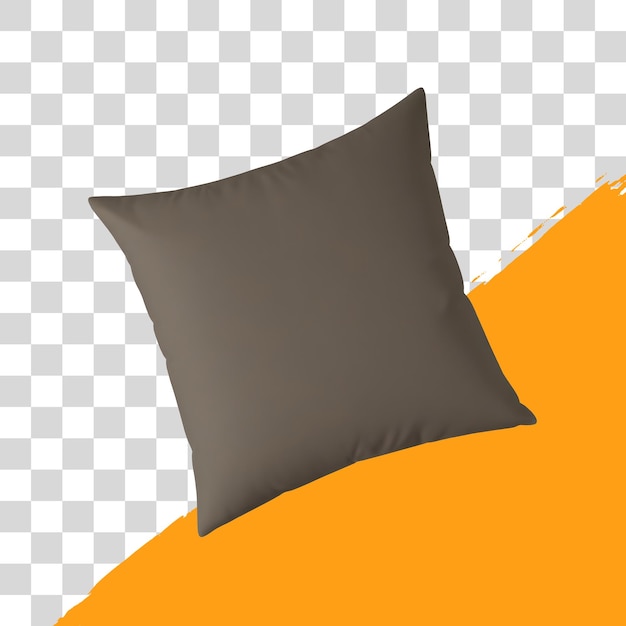 Psd beige sofá cuadrado almohada aislada en fondo transparente png