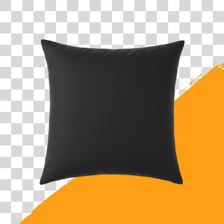 PSD psd beige sofá cuadrado almohada aislada en fondo transparente png