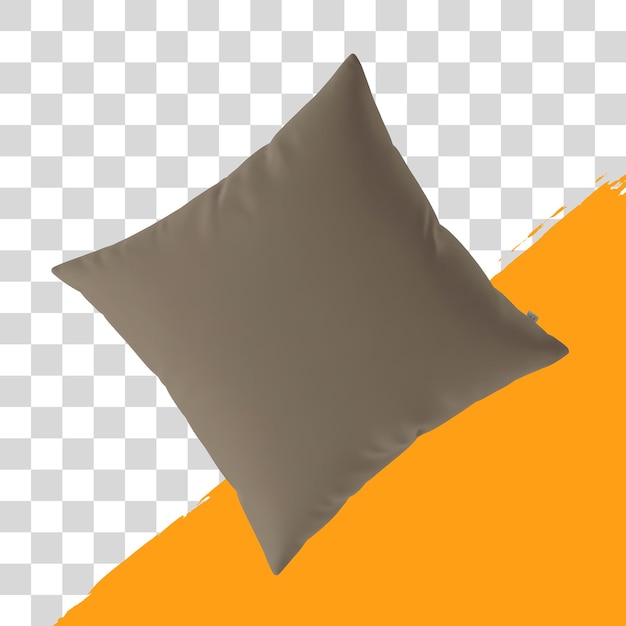 Psd beige sofá cuadrado almohada aislada en fondo transparente png