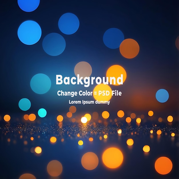 PSD Bel fond abstrait avec des lumières bokeh scintillantes dans des tons dorés et bleus créant une atmosphère magique