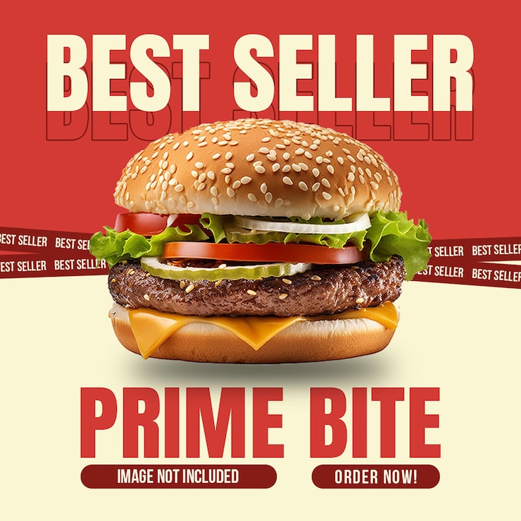 PSD psd best seller burger prime bite template di post su instagram