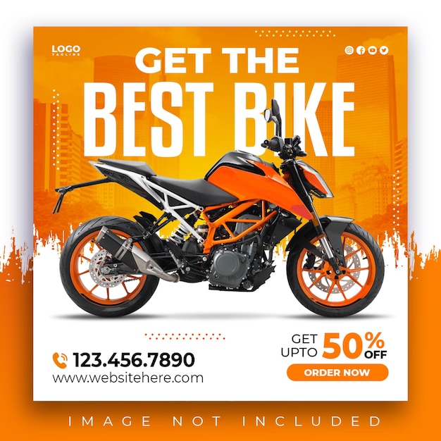 PSD Best Sport Bike Social-Media-Post Instagram Quadrat Web-Banner-Vorlage für die Motorrad-Rennshow