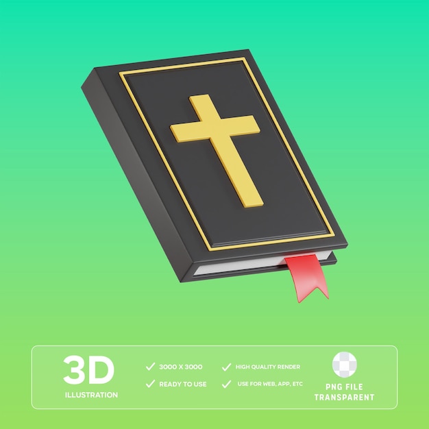 PSD Bíblia preta 3D Ilustração