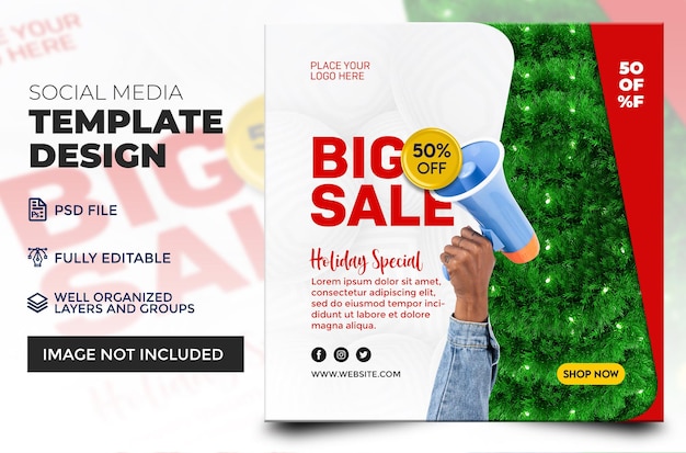 PSD psd big sale para navidad y feliz año nuevo diseño de plantilla de póster