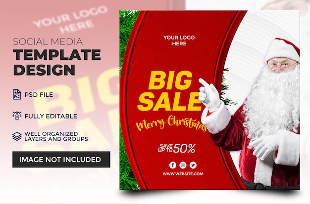 Psd big sale para navidad y feliz año nuevo diseño de plantilla de póster