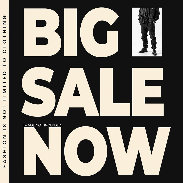 PSD psd big sale now fashion ethereal noir design for social media and instagram post template