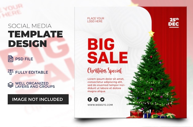 PSD psd big sale pour noël et bonne année design de modèle d'affiche