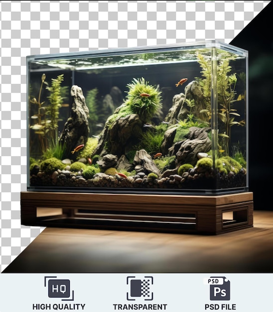 PSD psd-bild benutzerdefiniertes haus-aquarium-design set fische in einem tank