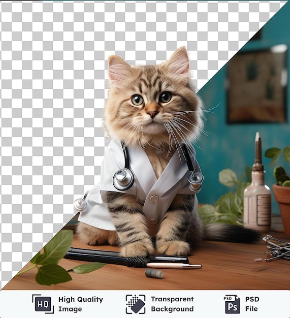 Psd-bild realistischer fotografie tierarzt der haustierklinik die katze