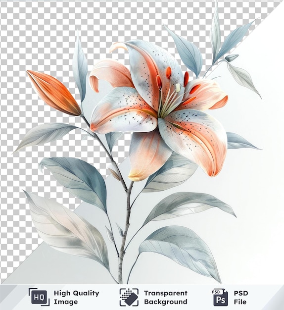 PSD psd bild schöne aquarelle lilienblumen clipart und blätter aquarelle florale elemente aquarelle blumen aquarelle gemälde aquarelle aquarelle