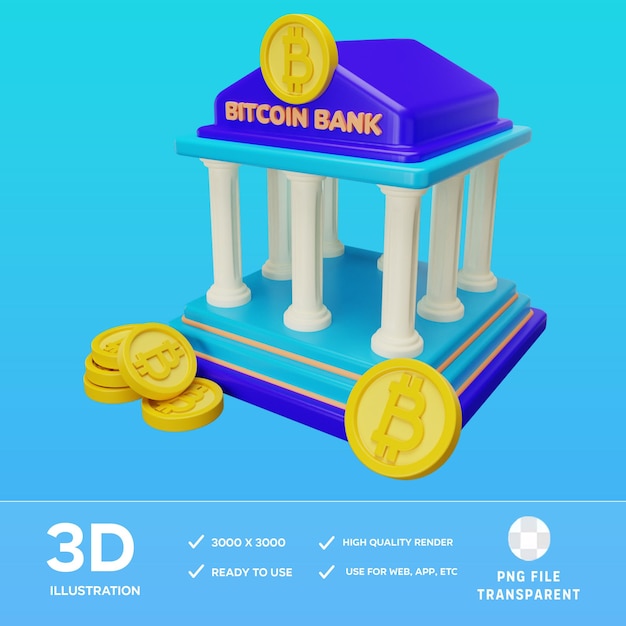 PSD Bitcoin Bank 3D-Bildung