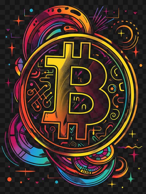 PSD psd bitcoin y cryptocurrency art descubre carteles de neón pancartas volantes para collage de diseño de camisetas