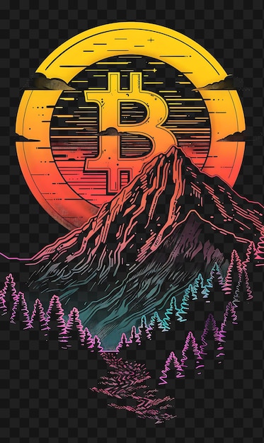 PSD psd bitcoin y cryptocurrency art descubre carteles de neón pancartas volantes para collage de diseño de camisetas