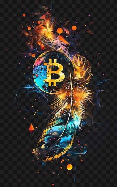 PSD psd bitcoin e criptomoeda arte descubra cartazes de néon banners flyers para tshirt design collage