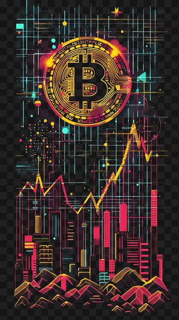 PSD psd bitcoin e criptomoeda arte descubra cartazes de néon banners flyers para tshirt design collage