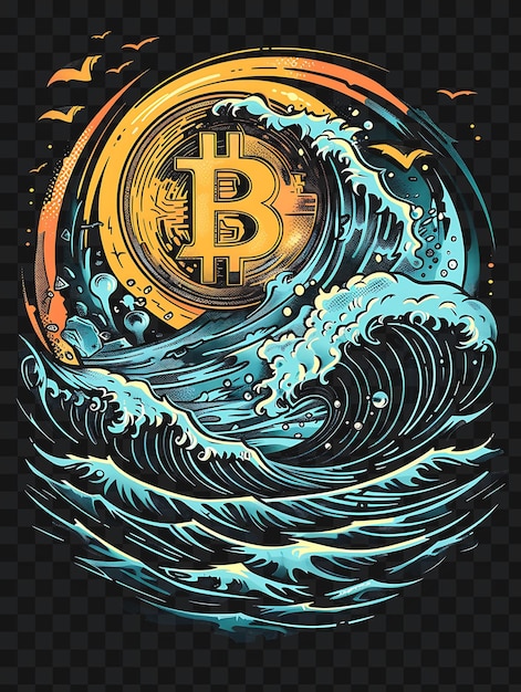 Psd bitcoin e criptomoeda arte descubra cartazes de néon banners flyers para tshirt design collage