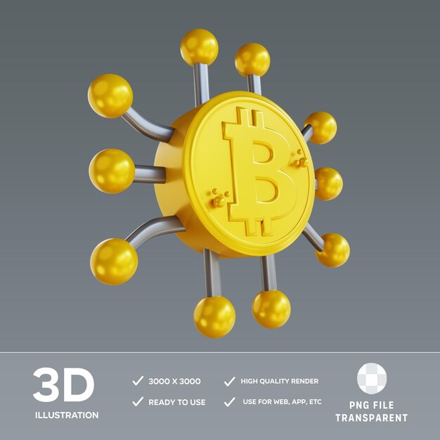 PSD-Bitcoin-Server in 3D-Illustration