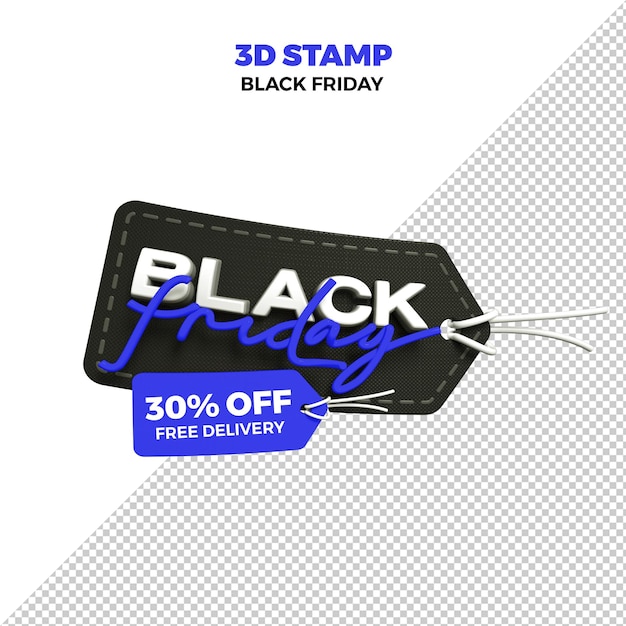 PSD Black Friday sello de render 3d en fondo transparente