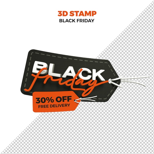 PSD Black Friday sello de render 3d en fondo transparente