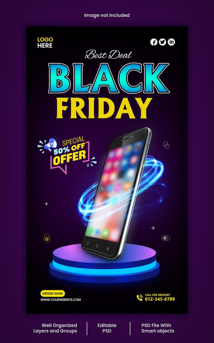 PSD psd black friday-social-media-beitrag und rabattverkaufsbanner-designvorlage