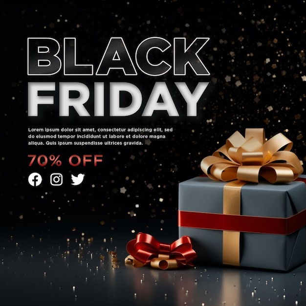 PSD Black Friday Social Media quadratische Web-Banner-Beitragsvorlage