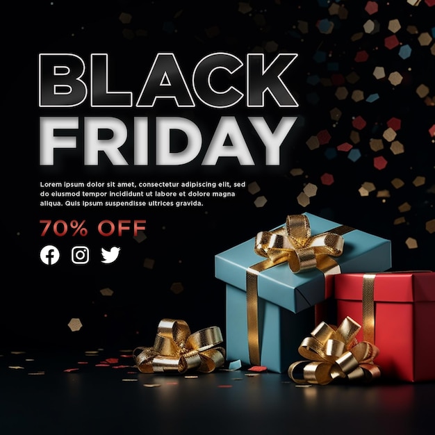 PSD Black Friday Social Media quadratische Web-Banner-Beitragsvorlage