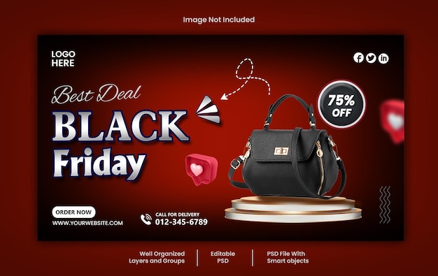 Psd black friday social media web-banner-vorlage premium