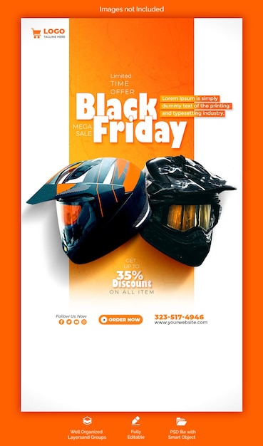 PSD Black Friday Super Sale Instagram und Facebook Story Banner Vorlage