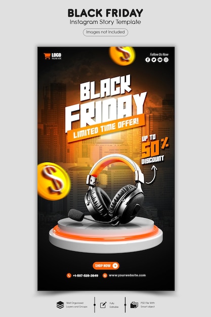 PSD psd black friday super venda instagram e facebook história banner modelo